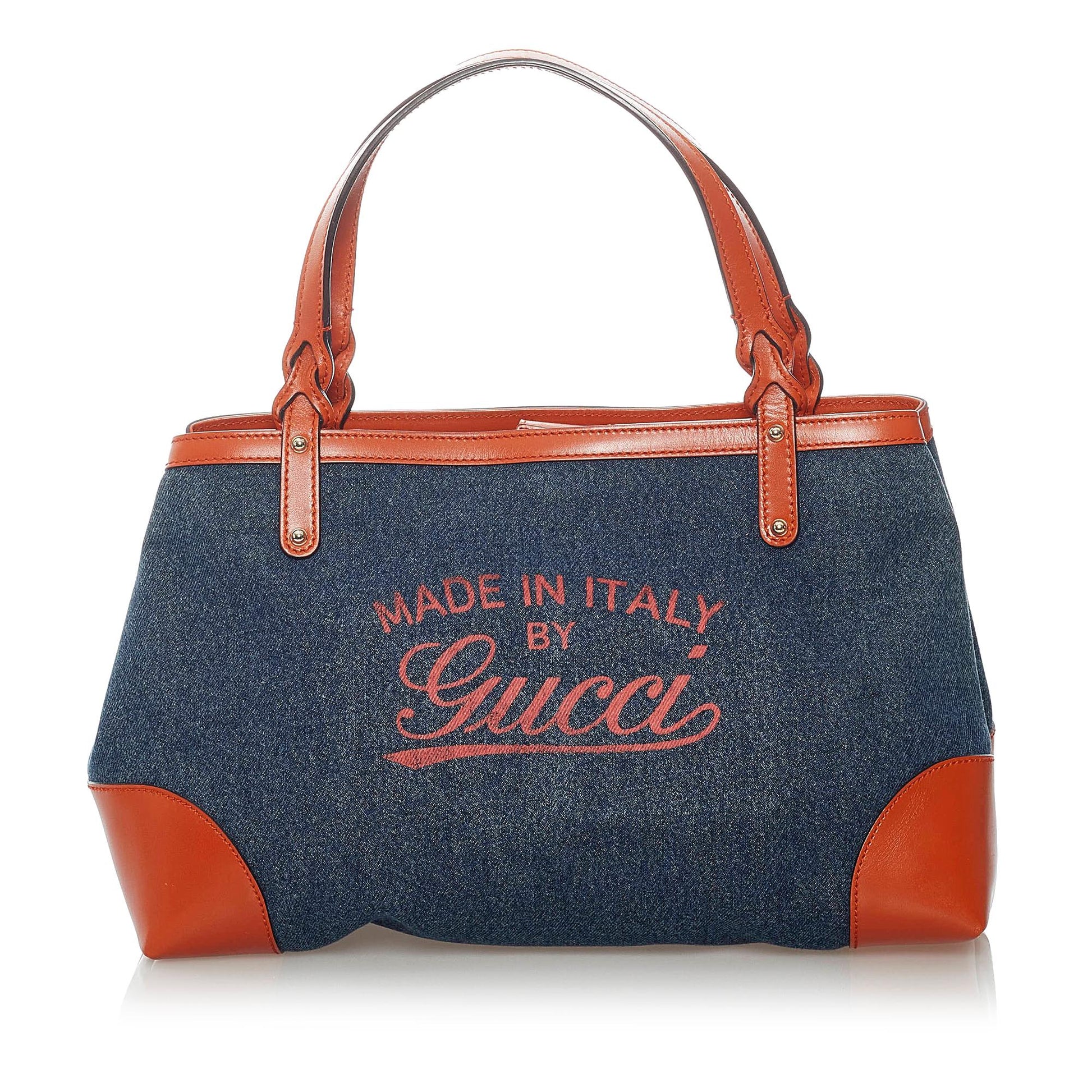 Gucci Craft SHG Denim Calf Blue Orange Satchel Bag