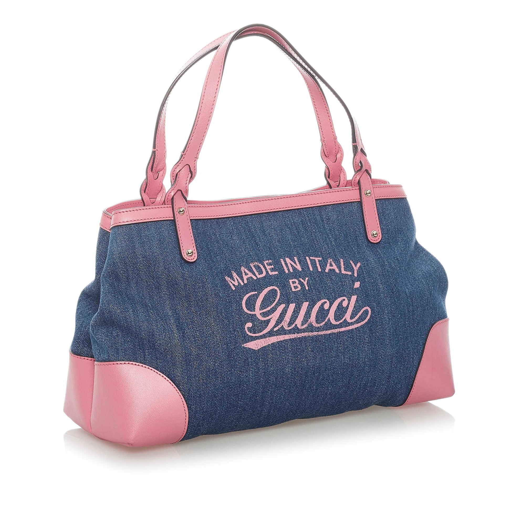 Gucci Craft SHG Denim Blue Pink Satchel Bag