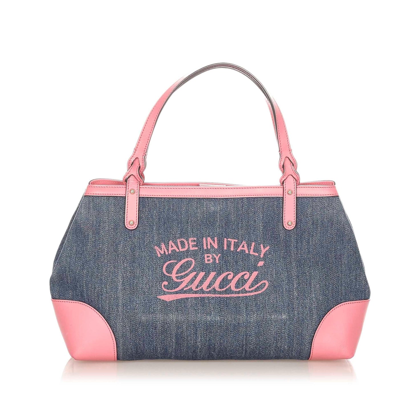 Gucci Craft SHG Denim Blue Pink Tote Bag