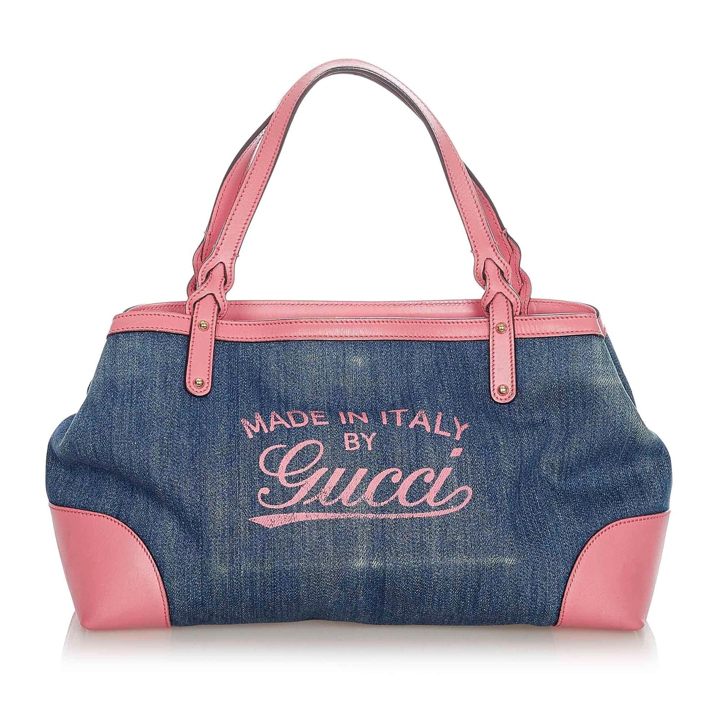 Gucci Craft SHG-kt80H9 Denim Blue Pink Tote Bag