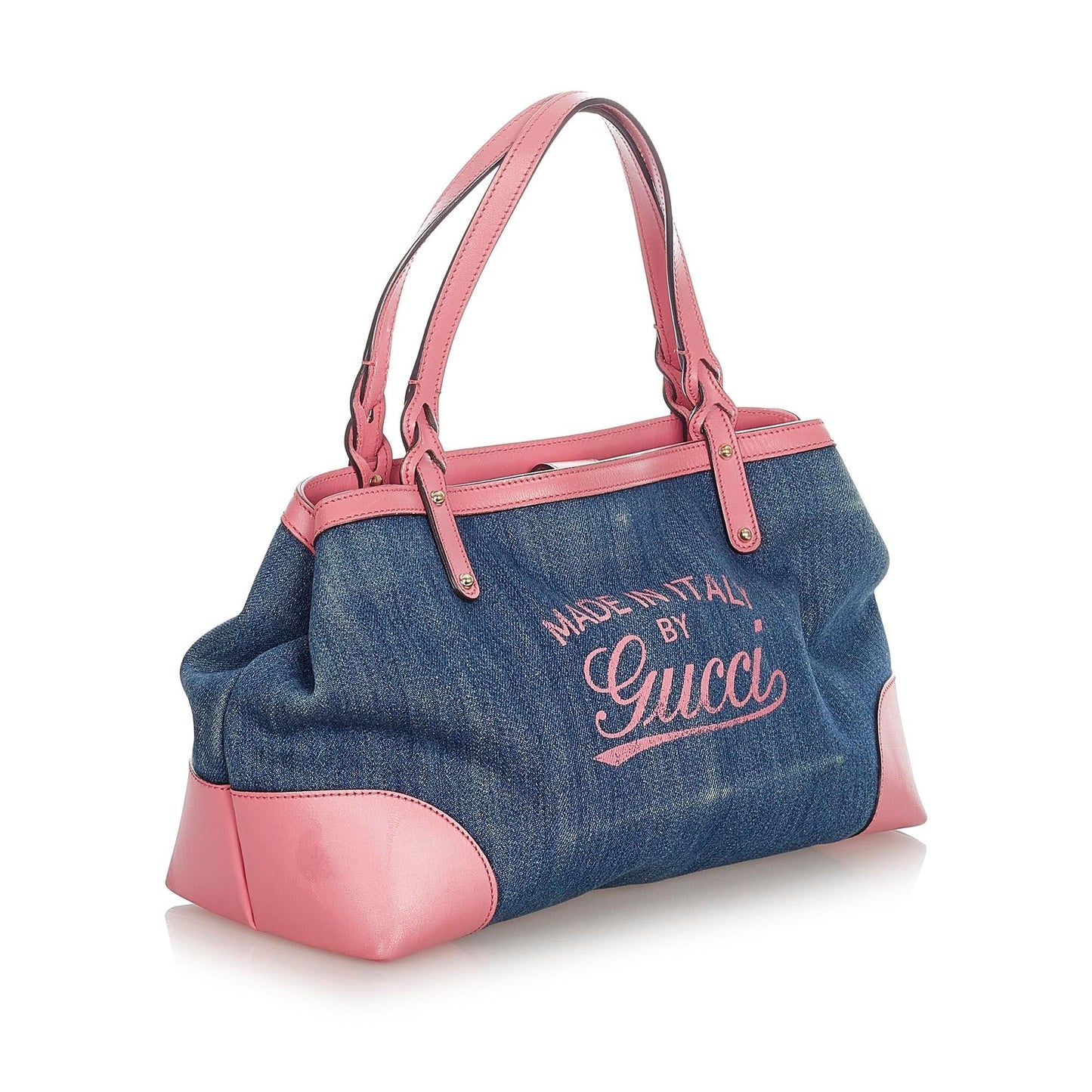 Gucci Craft SHG-kt80H9 Denim Blue Pink Tote Bag