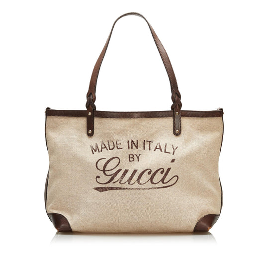 Gucci Craft SHG Canvas Brown Logo Tote Bag