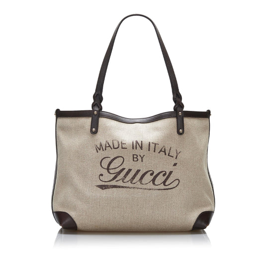 Gucci Craft SHG-j5tHyy Canvas Calf Brown Logo Tote Bag