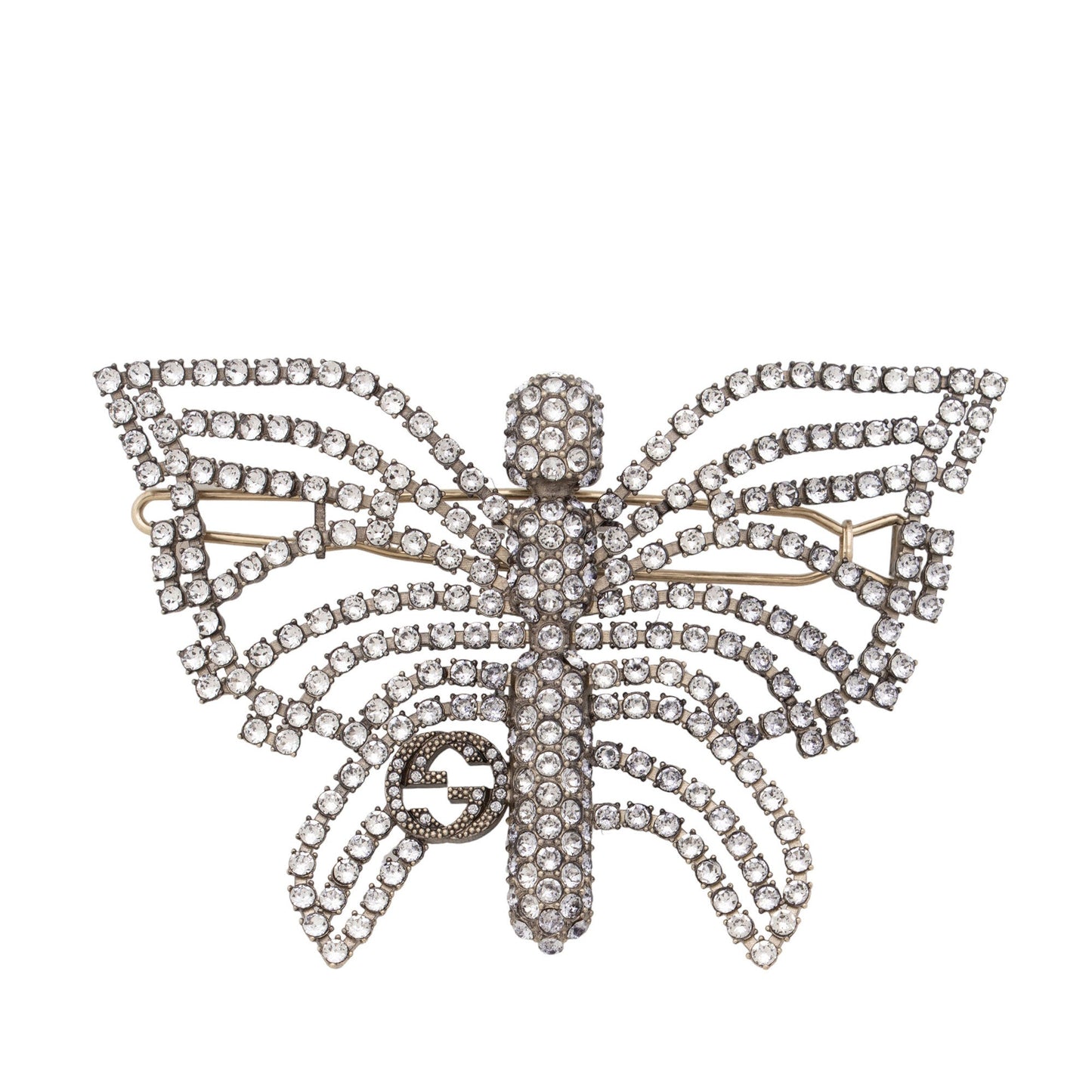 Gucci Crystal Butterfly Interlocking GG Hair Silver Handbag