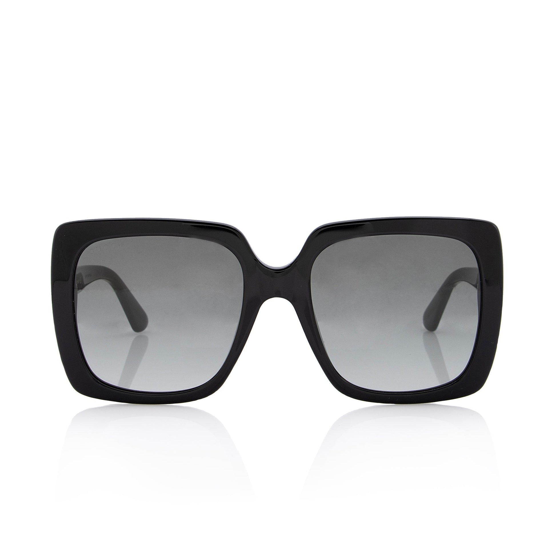 Gucci Crystal Oversize Rectangular Sunglasses SHF Black Logo Accessory