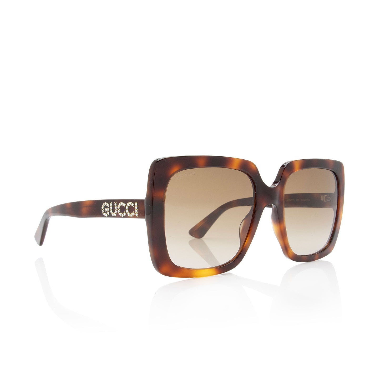 Gucci Crystal Oversized Rectangular Sunglasses SHF-Y9qe2J Brown Logo Accessory