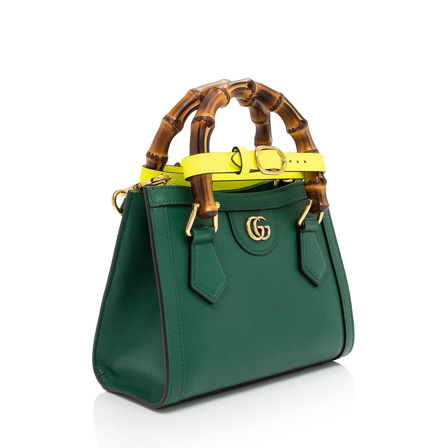 Gucci Cuir Bamboo Diana Leather Green Mini Tote Bag