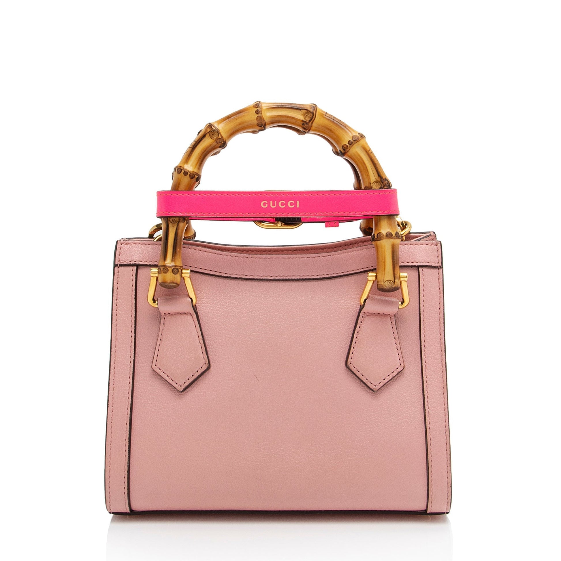 Gucci Cuir Bamboo Diana SHF-kfEnLc Leather Pink Mini Tote Bag