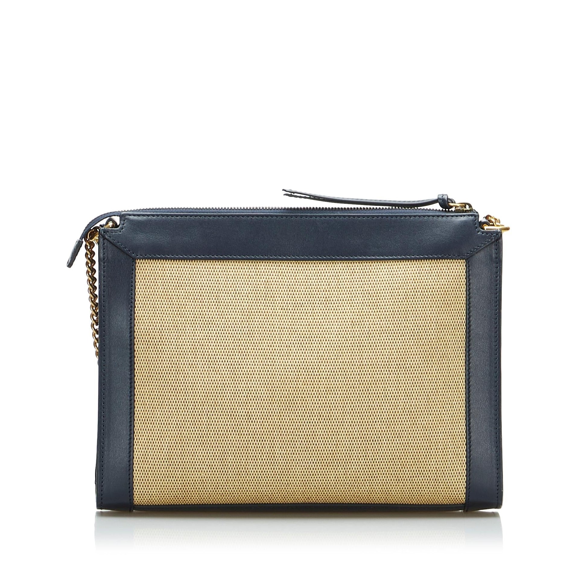 Gucci Dahlia Chain SHG-7NqIEv Canvas Calf Black Brown Shoulder Bag