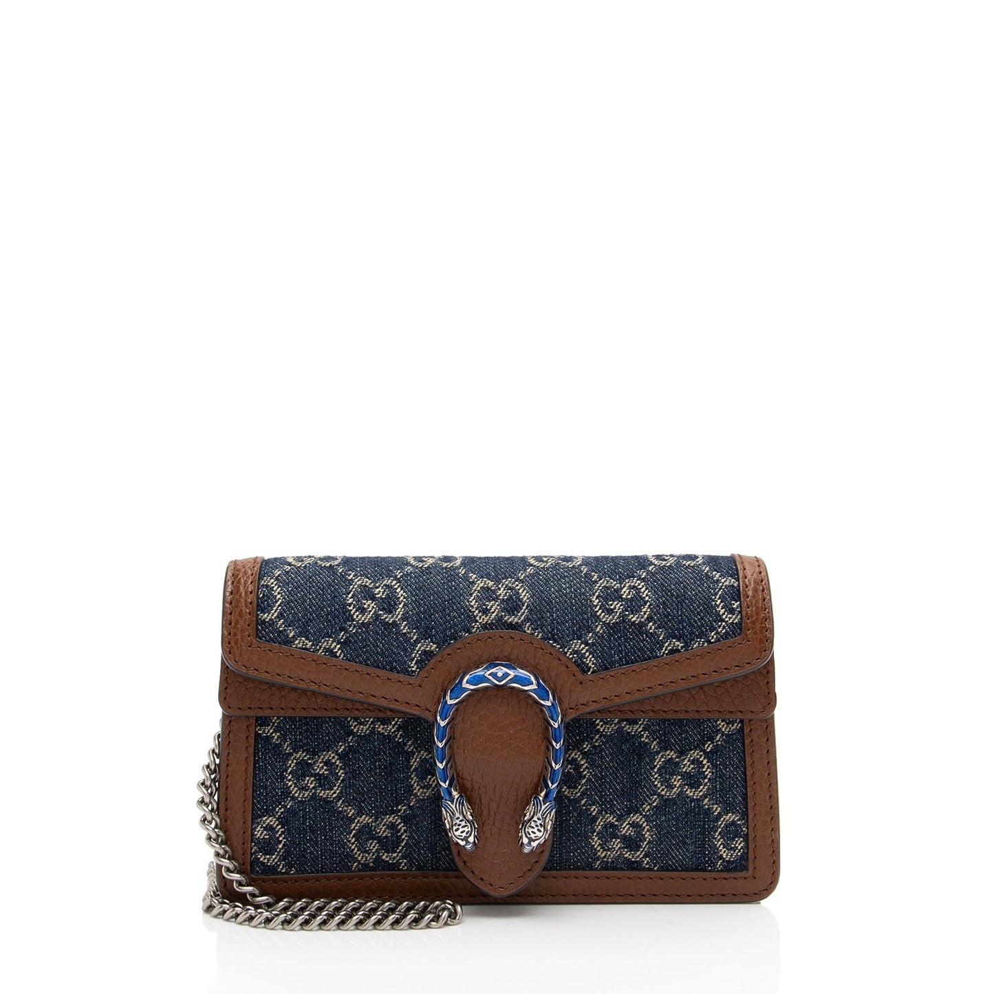 Gucci Dionysus Super SHF-9gWZMu Leather Denim Brown Blue Crossbody Bag