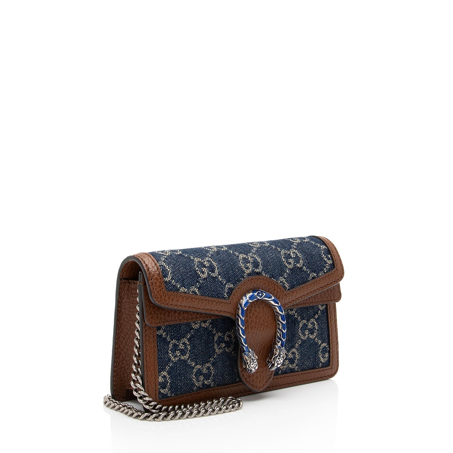 Gucci Dionysus Super SHF-9gWZMu Leather Denim Brown Blue Crossbody Bag