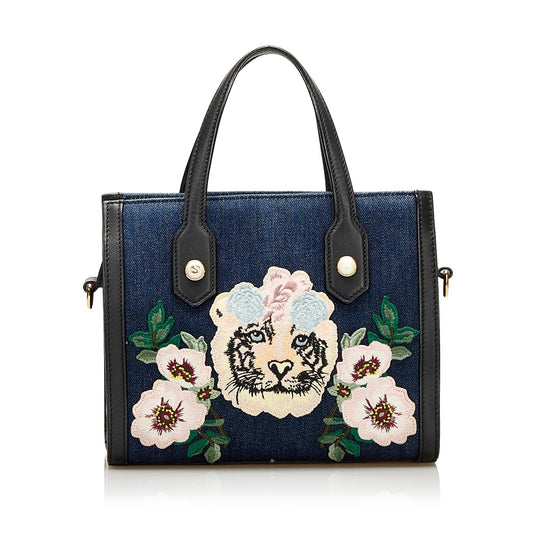 Gucci Tiger Pearl SHG Denim Blue Tote Bag