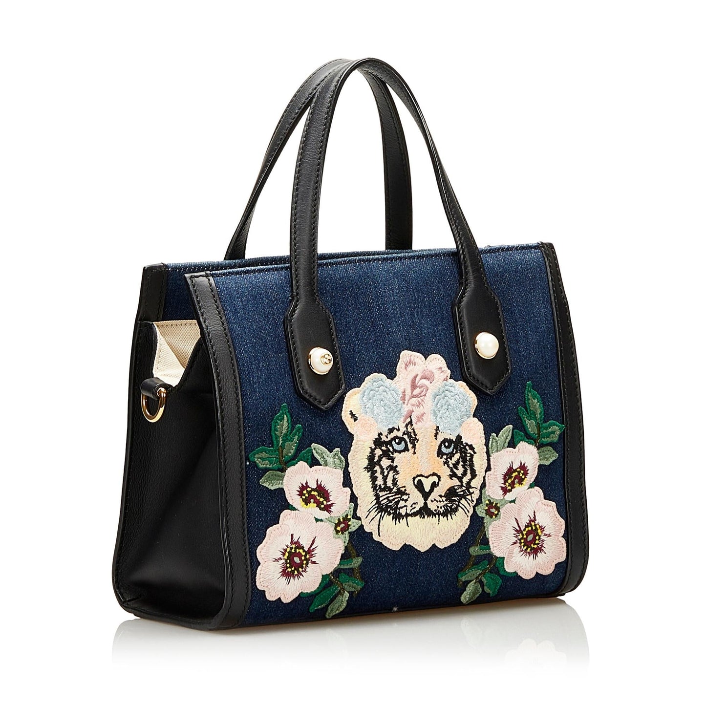 Gucci Tiger Pearl SHG Denim Blue Tote Bag