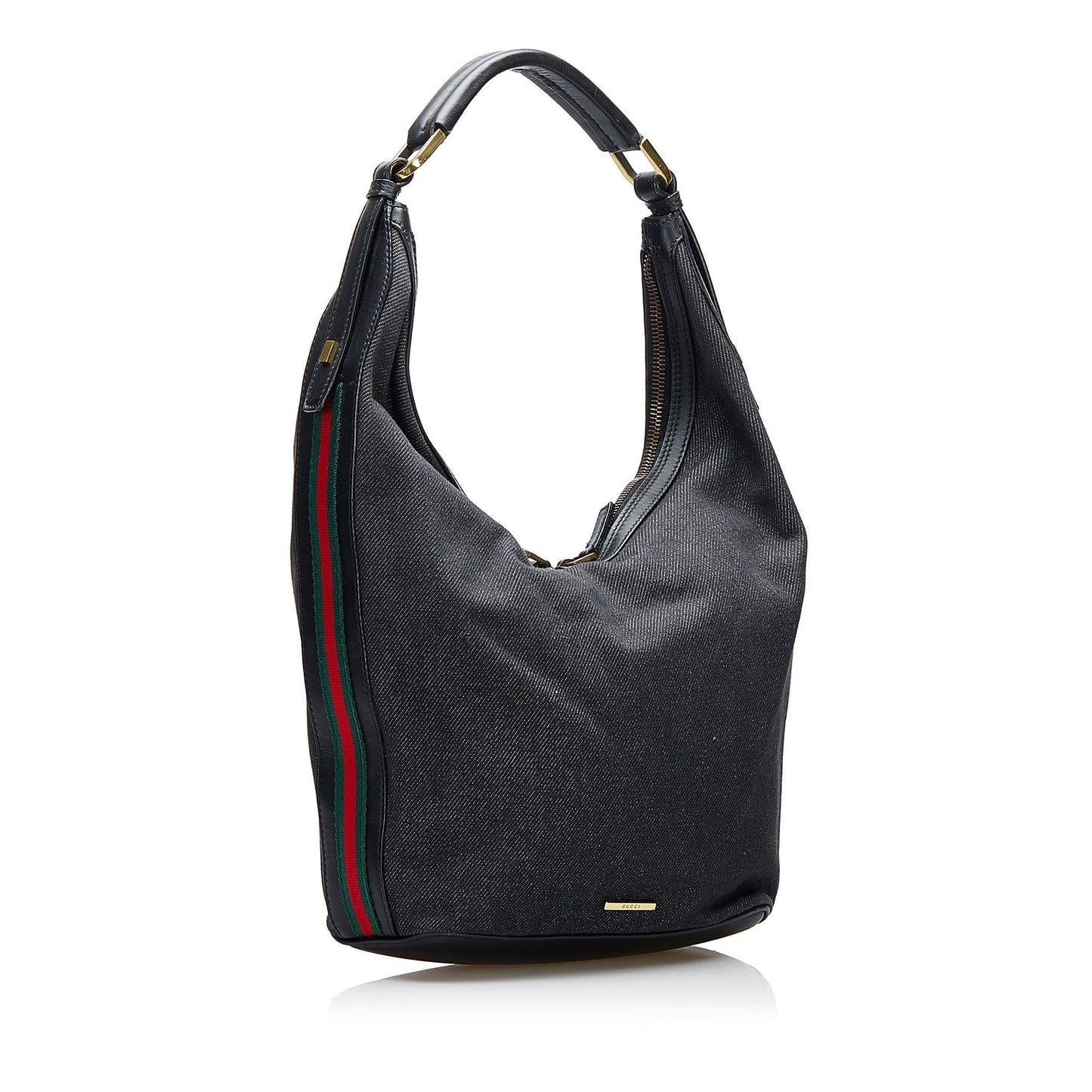 Gucci Web SHG-wuzFkd Denim Calf Grey Shoulder Bag