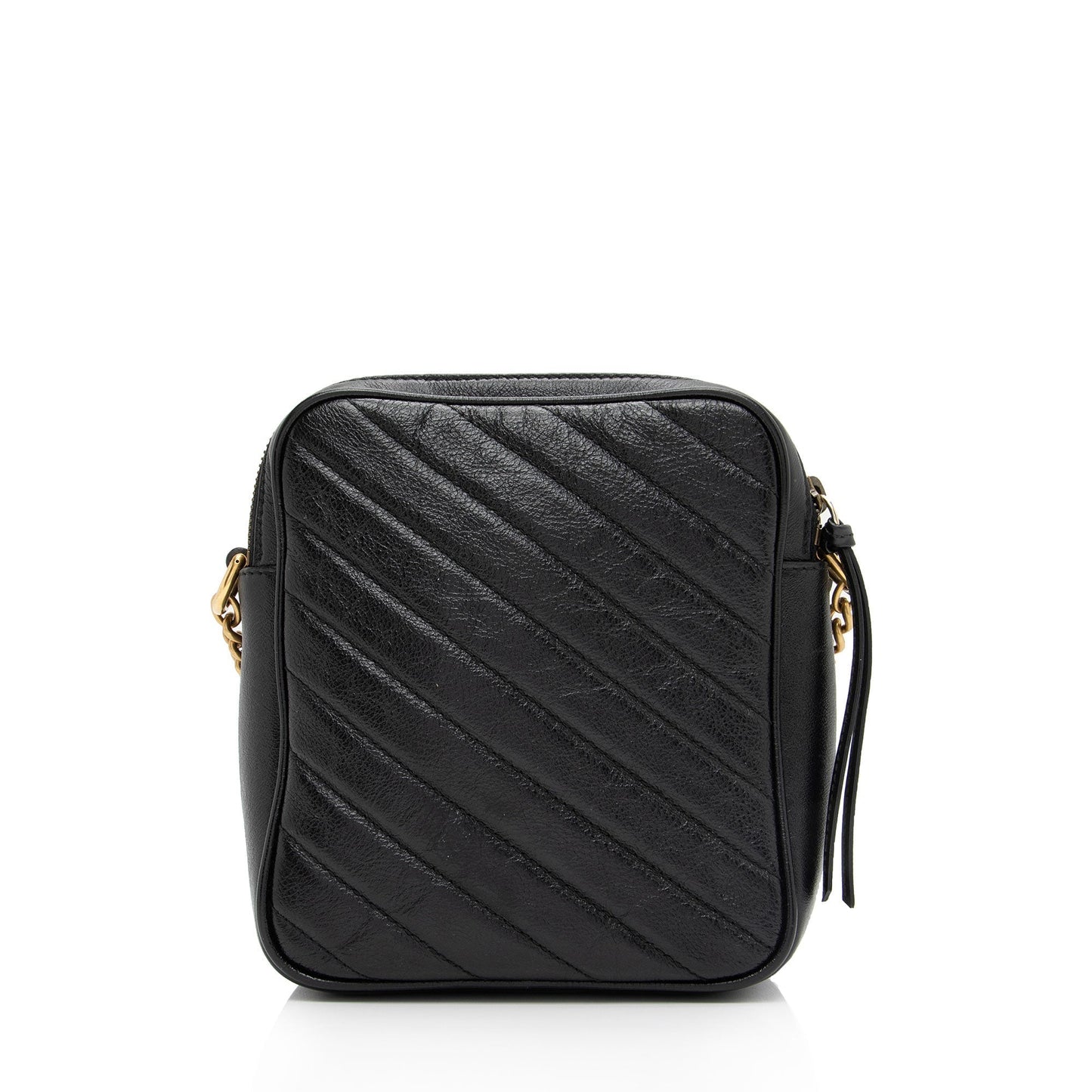 Gucci Diagonal GG Marmont Double Zip Matelasse Leather Black Mini Crossbody Bag