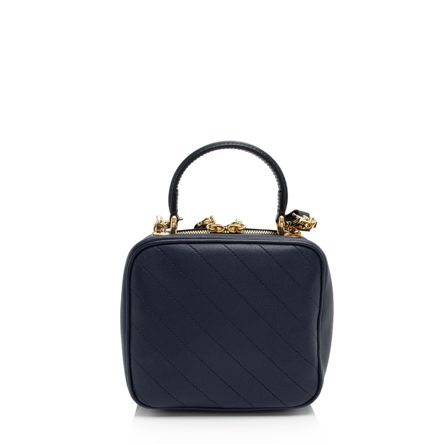 Gucci Diagonal Stitched Blondie SHF-XClOQA Calfskin Blue Top Handle Crossbody Bag