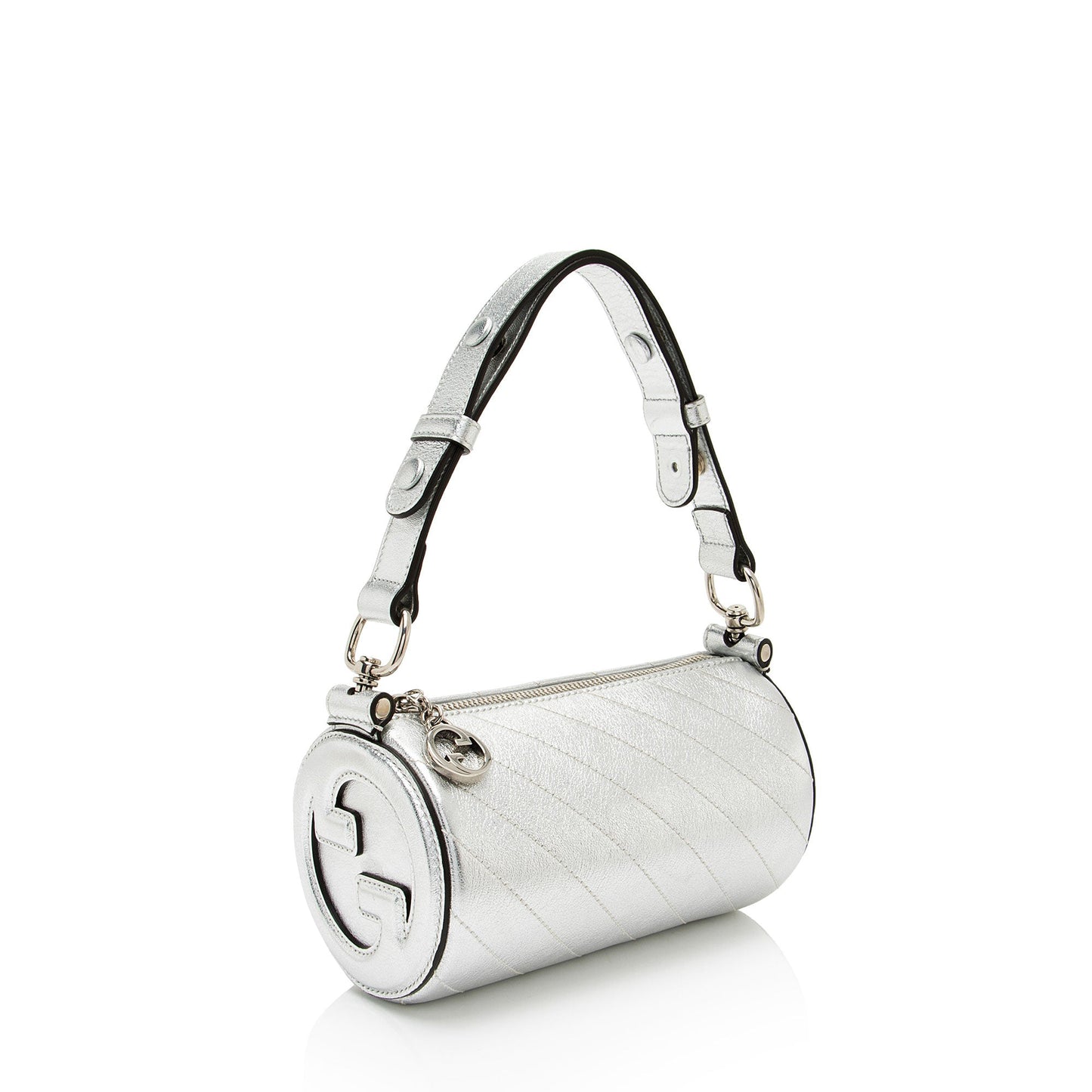 Gucci Metallic Blondie Barrel Calfskin Silver Mini Shoulder Bag