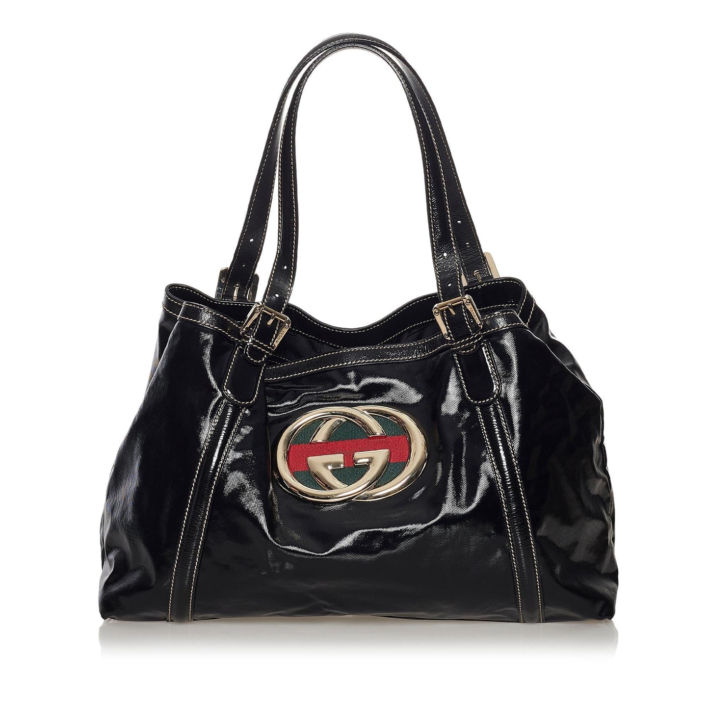 Gucci Dialux Britt SHG Leather Patent Black Tote Bag
