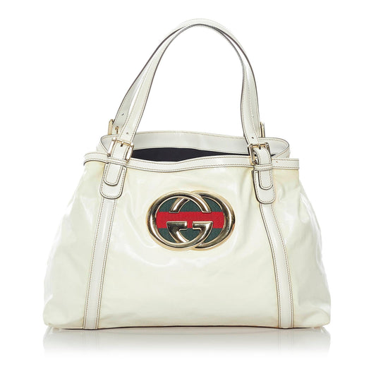 Gucci Dialux Britt SHG Calf White Tote Bag Bag Shg