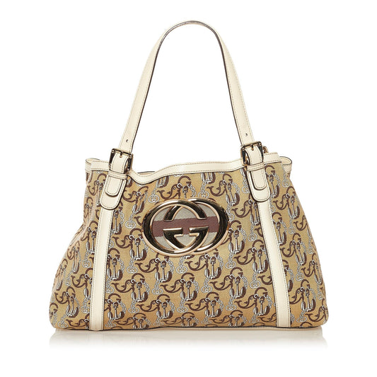 Gucci Dialux Britt SHG Canvas Brown Tote Bag