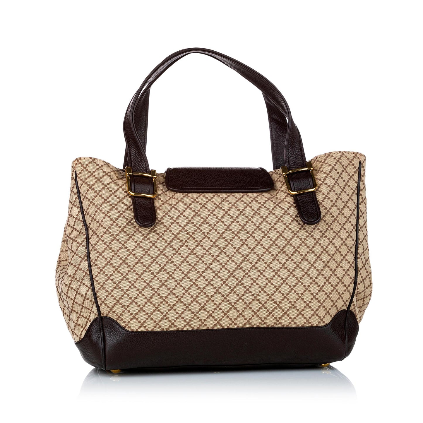 Gucci Diamante SHG Canvas Calf Brown Tote Bag