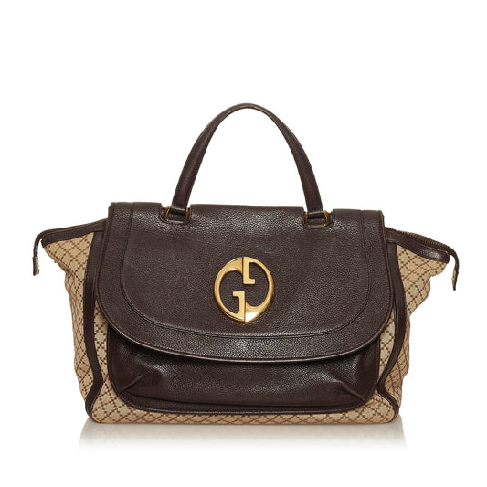 Gucci Diamante SHG Canvas Calf Brown Tote Bag Bag Shg
