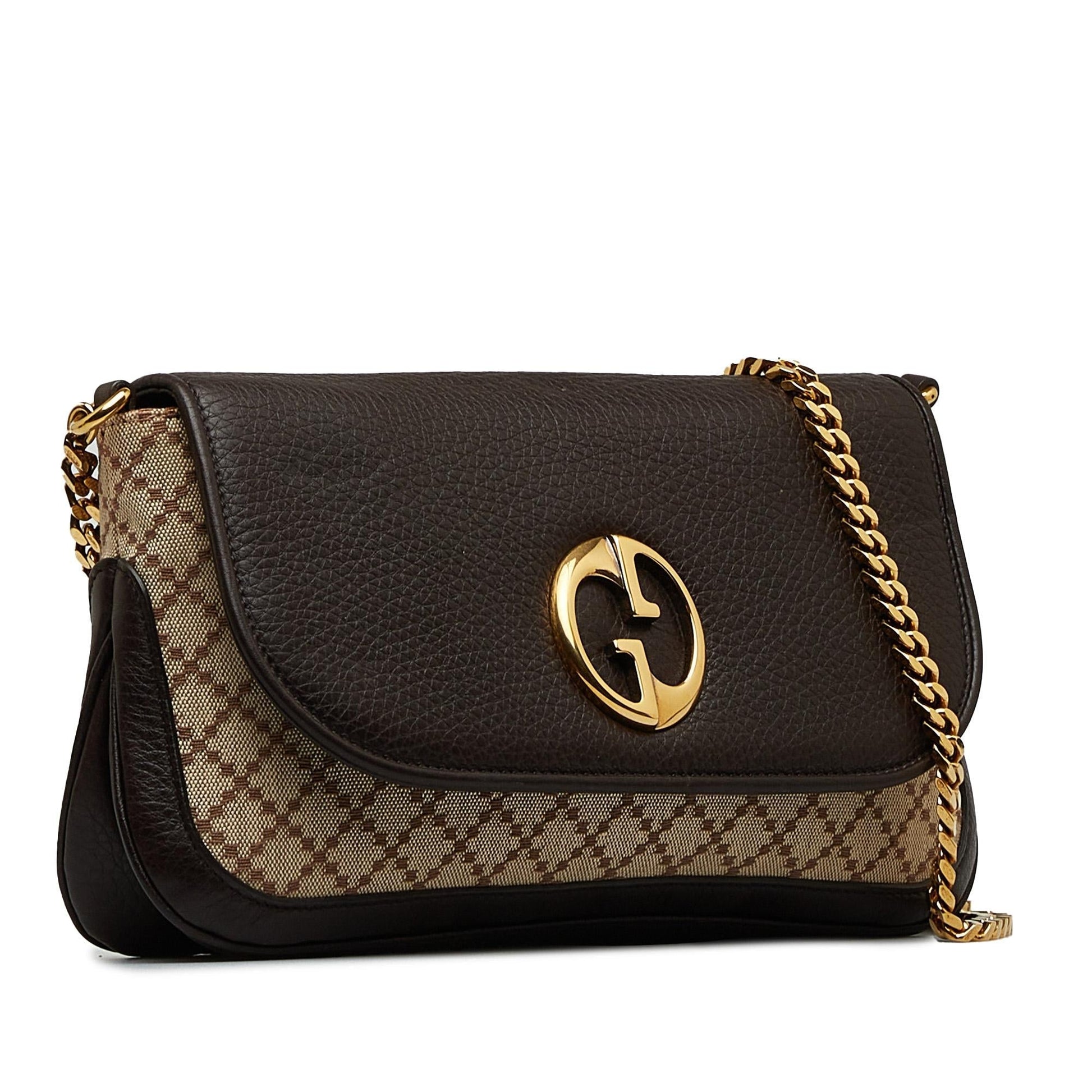 Gucci Diamante SHG-jQVxmd Canvas Brown Chain Shoulder Bag