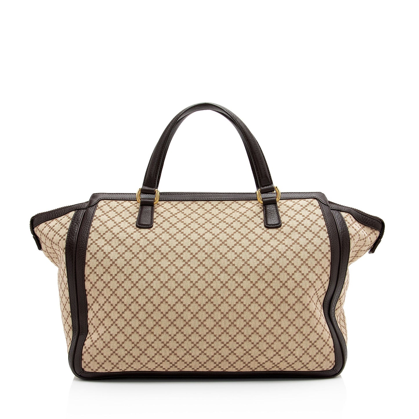 Gucci Diamante SHF-uEOrw8 Leather Canvas Brown Beige Tote Bag