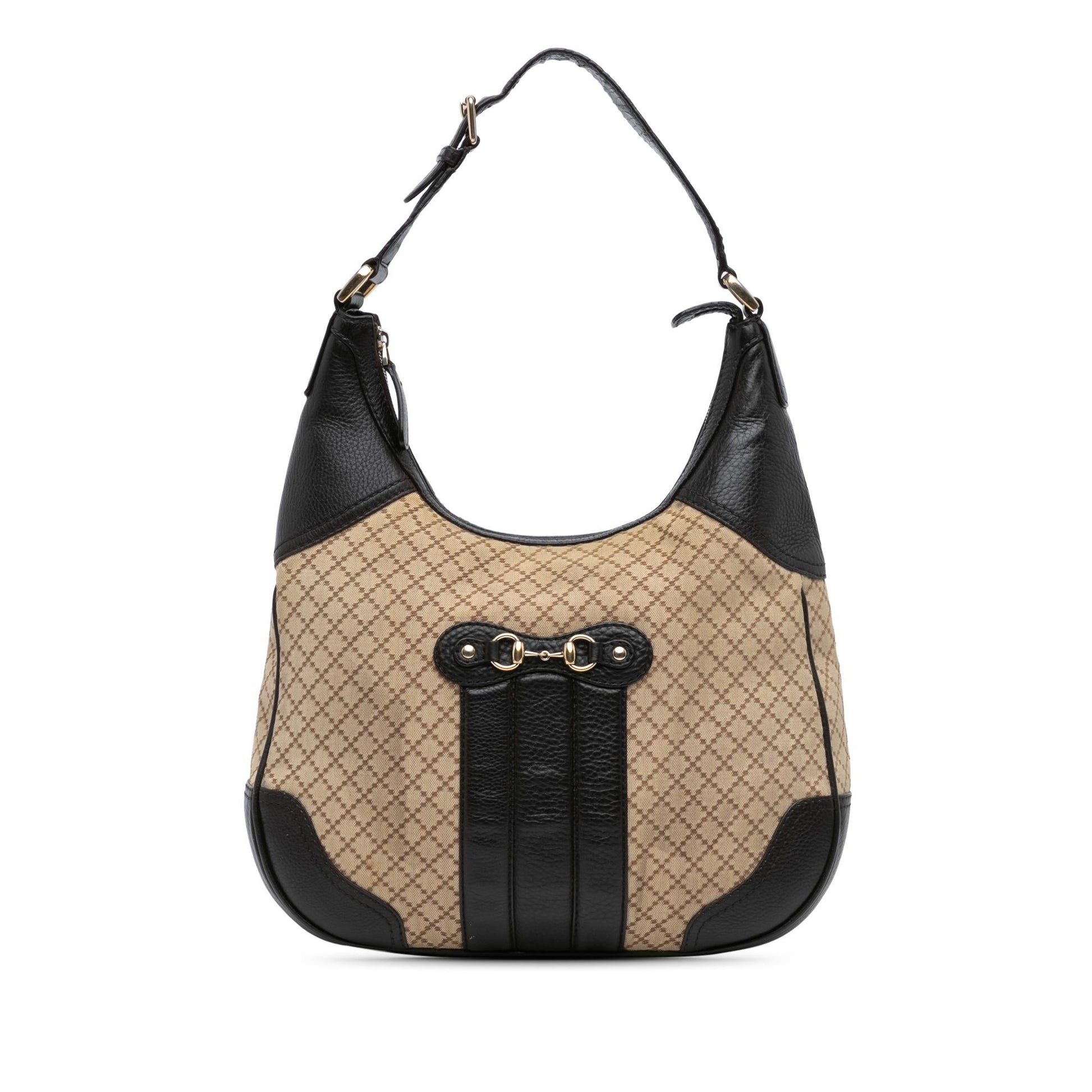 Gucci Diamante Catherine SHG-13HDXh Canvas Calf Brown Shoulder Bag