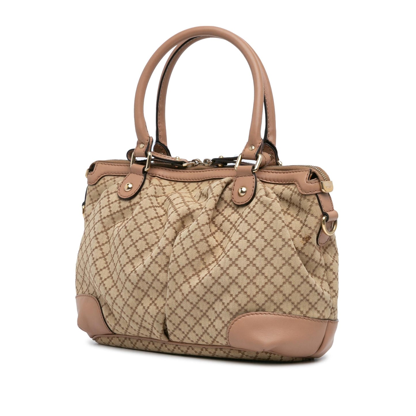 Gucci Diamante Sukey Canvas Calf Brown Satchel Bag Sukey Satchel