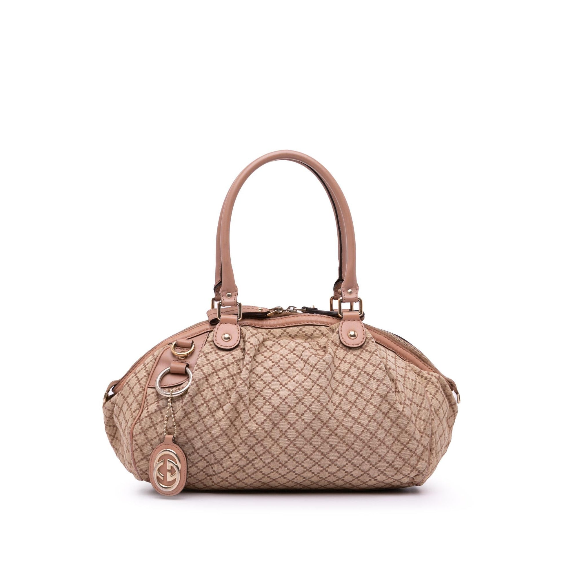 Gucci Diamante Sukey Canvas Calf Brown Satchel Bag Satchel 1