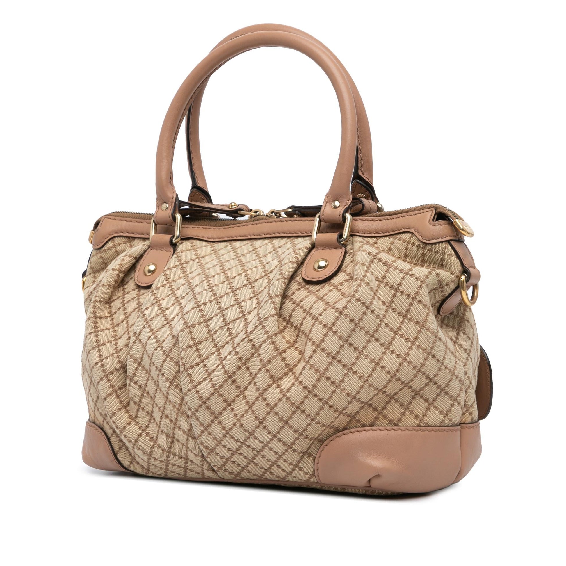 Gucci Diamante Sukey Canvas Calf Brown Satchel Bag Satchel 3