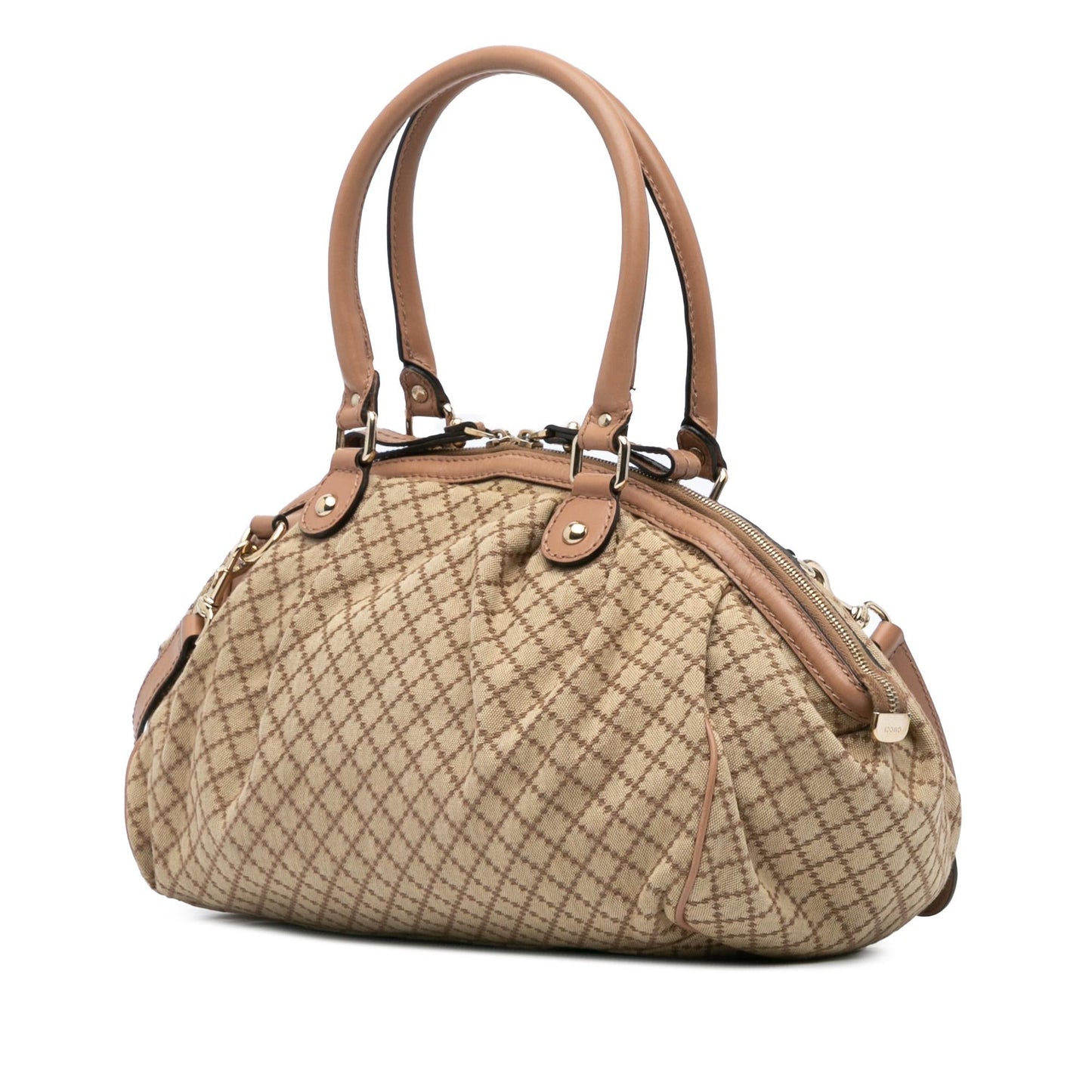 Gucci Diamante Sukey Canvas Calf Brown Satchel Bag Satchel 5