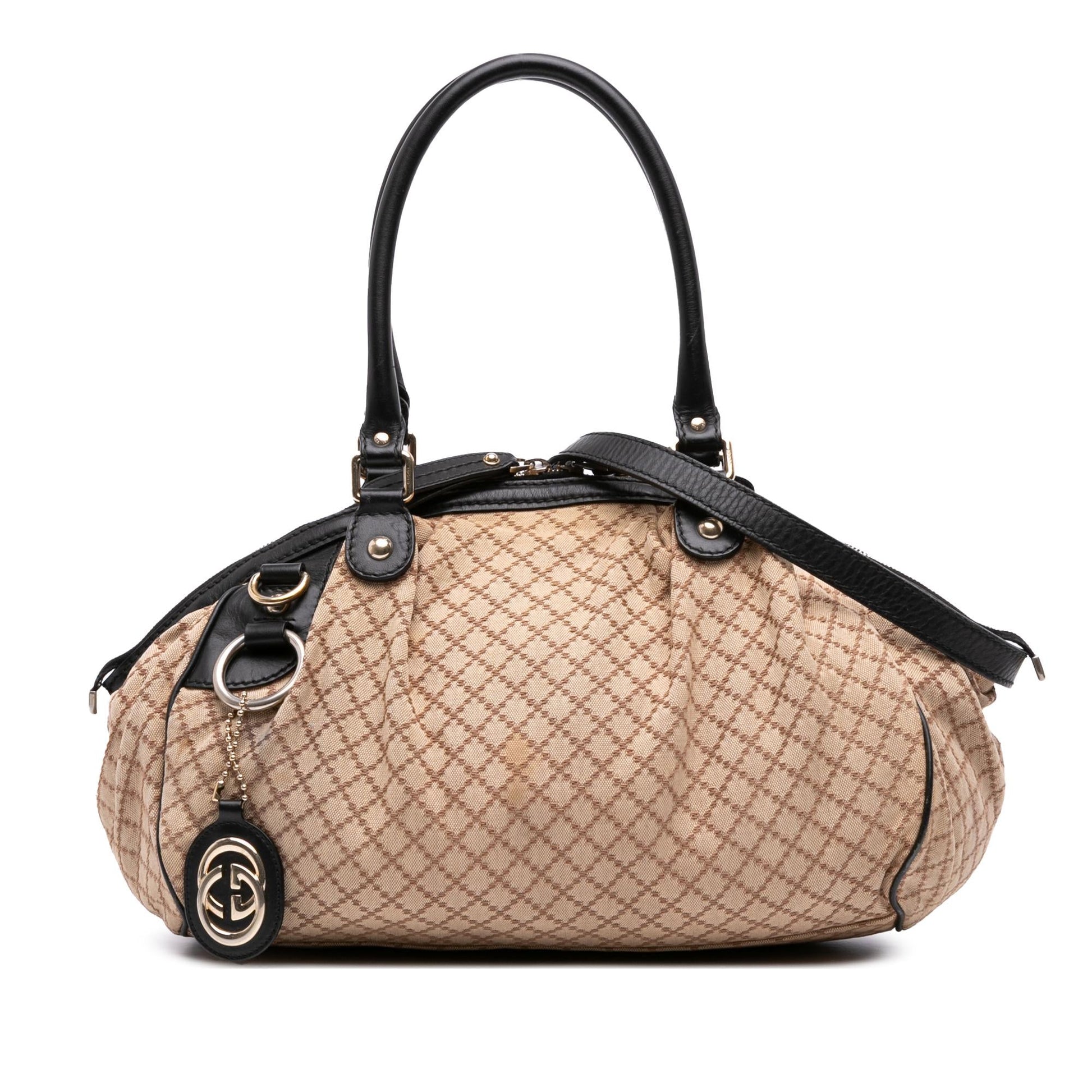 Gucci Diamante Sukey Canvas Travel Bag Satchel 11