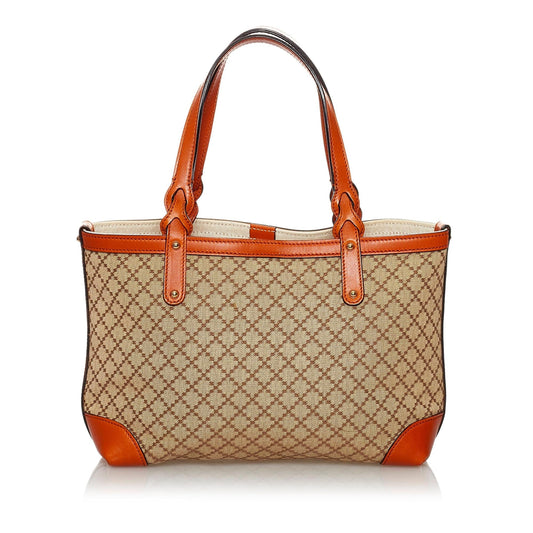 Gucci Diamante Craft SHG-u15SMV Canvas Brown Orange Tote Bag