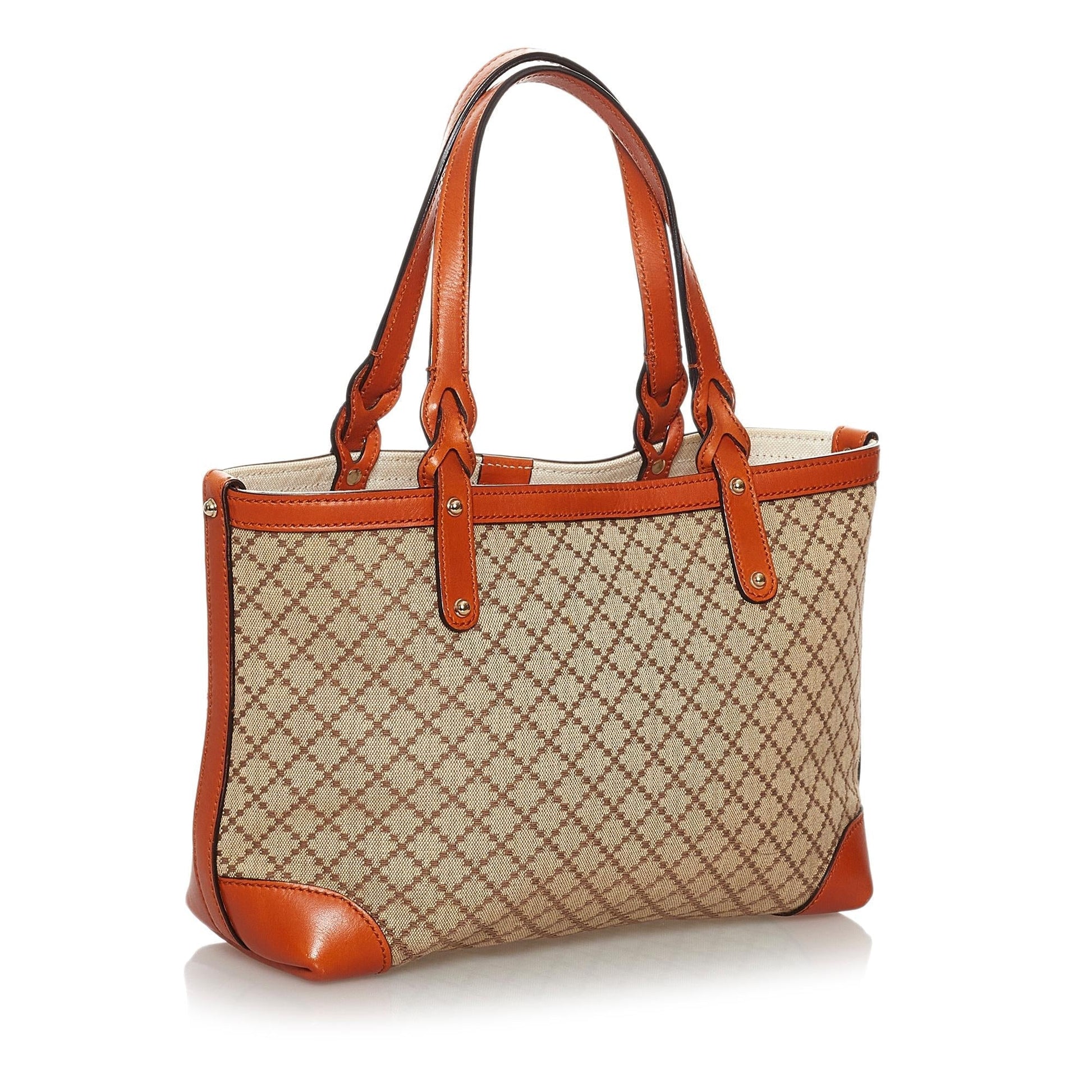 Gucci Diamante Craft SHG-u15SMV Canvas Brown Orange Tote Bag