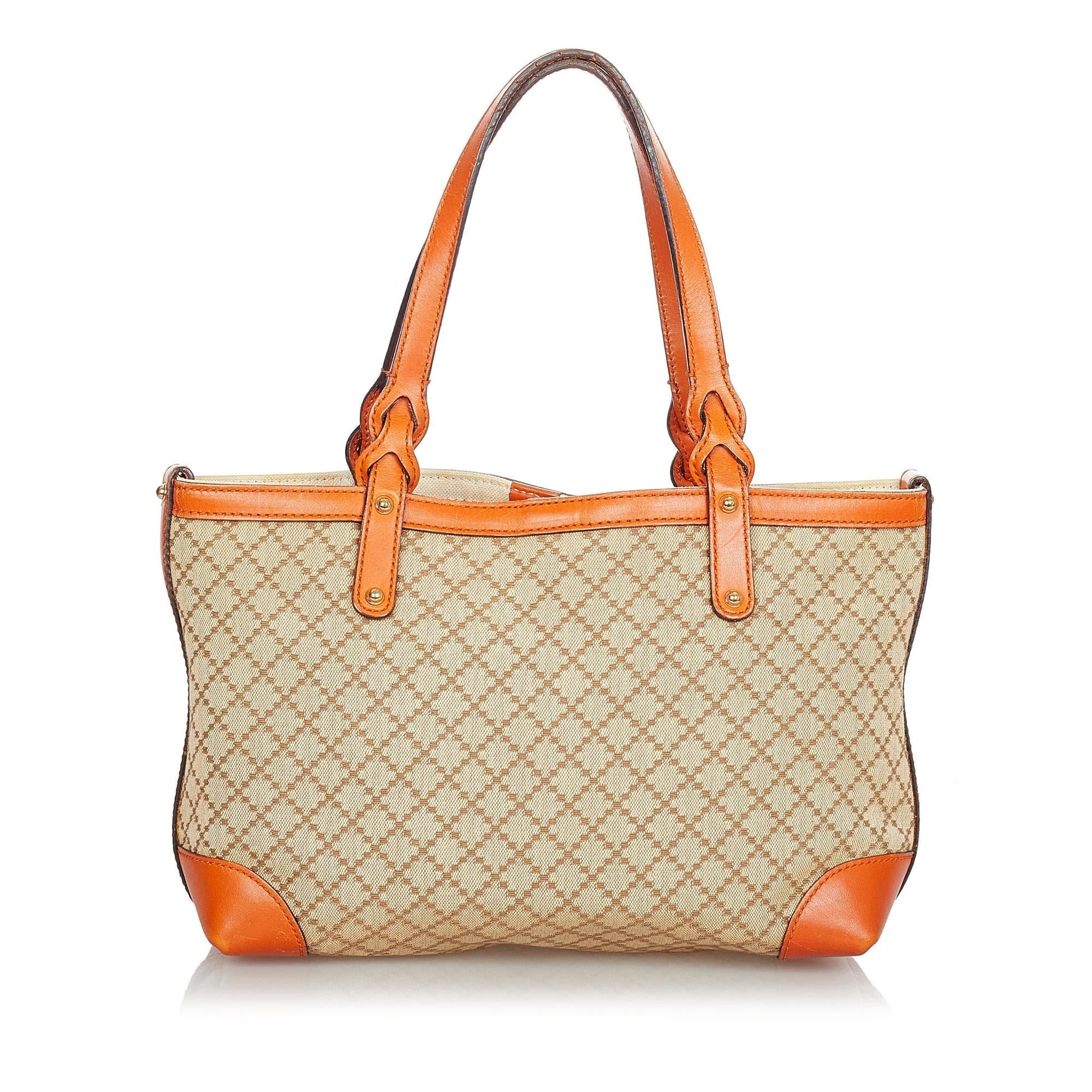 Gucci Diamante Craft SHG-6RuQKX Canvas Brown Orange Tote Bag