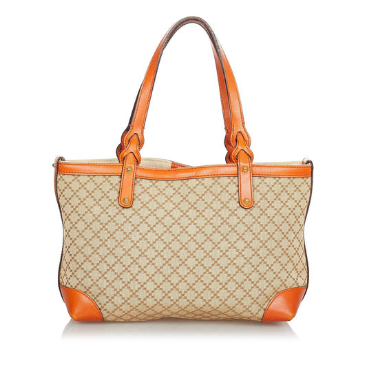 Gucci Diamante Craft SHG-6RuQKX Canvas Brown Orange Tote Bag