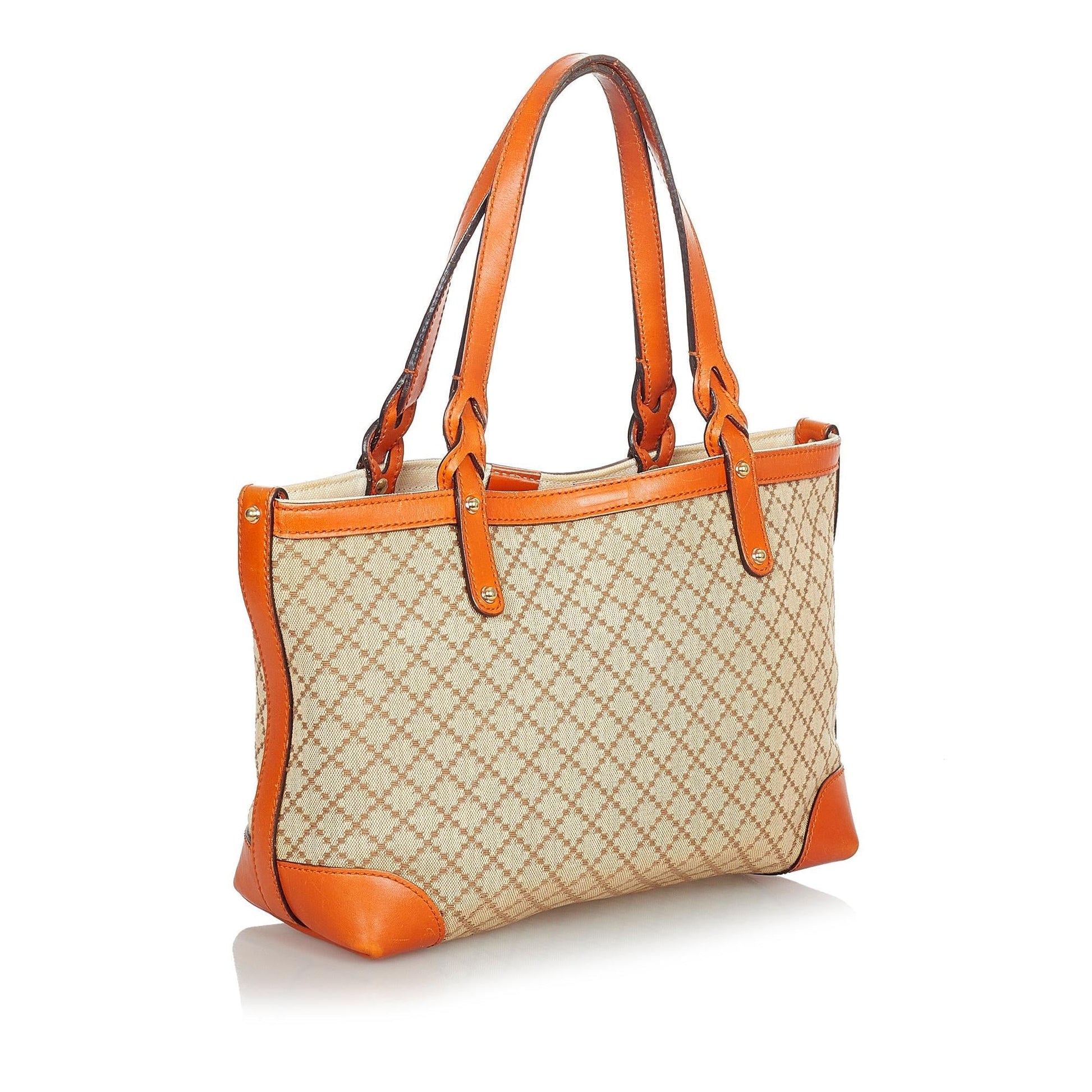 Gucci Diamante Craft SHG-6RuQKX Canvas Brown Orange Tote Bag