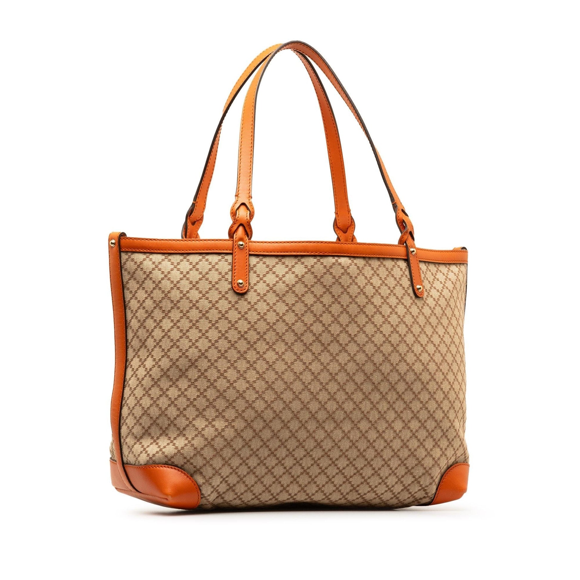 Gucci Diamante Craft SHG-1fx7EB Canvas Calf Brown Orange Tote Bag