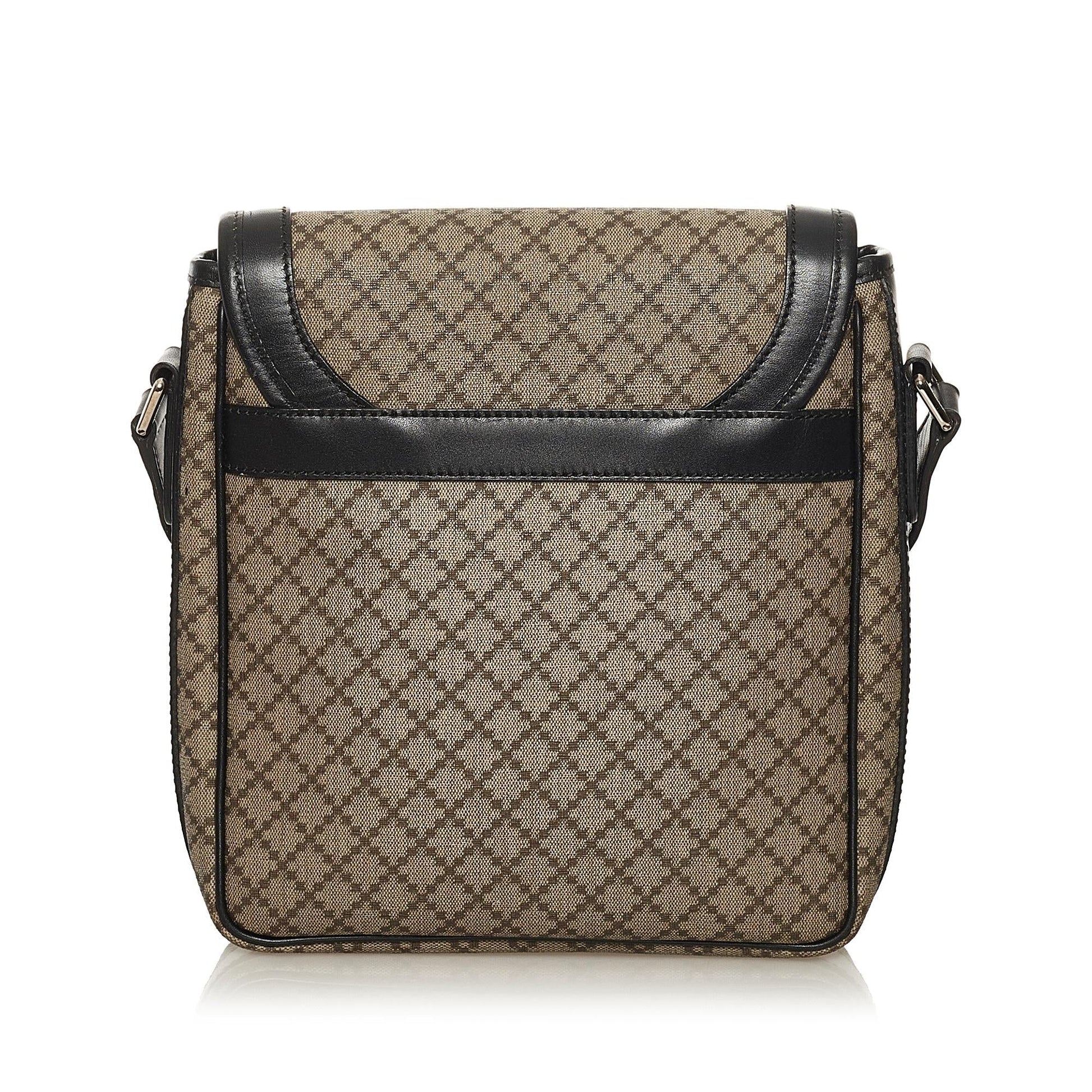 Gucci Diamante SHG Canvas Black Brown Crossbody Bag
