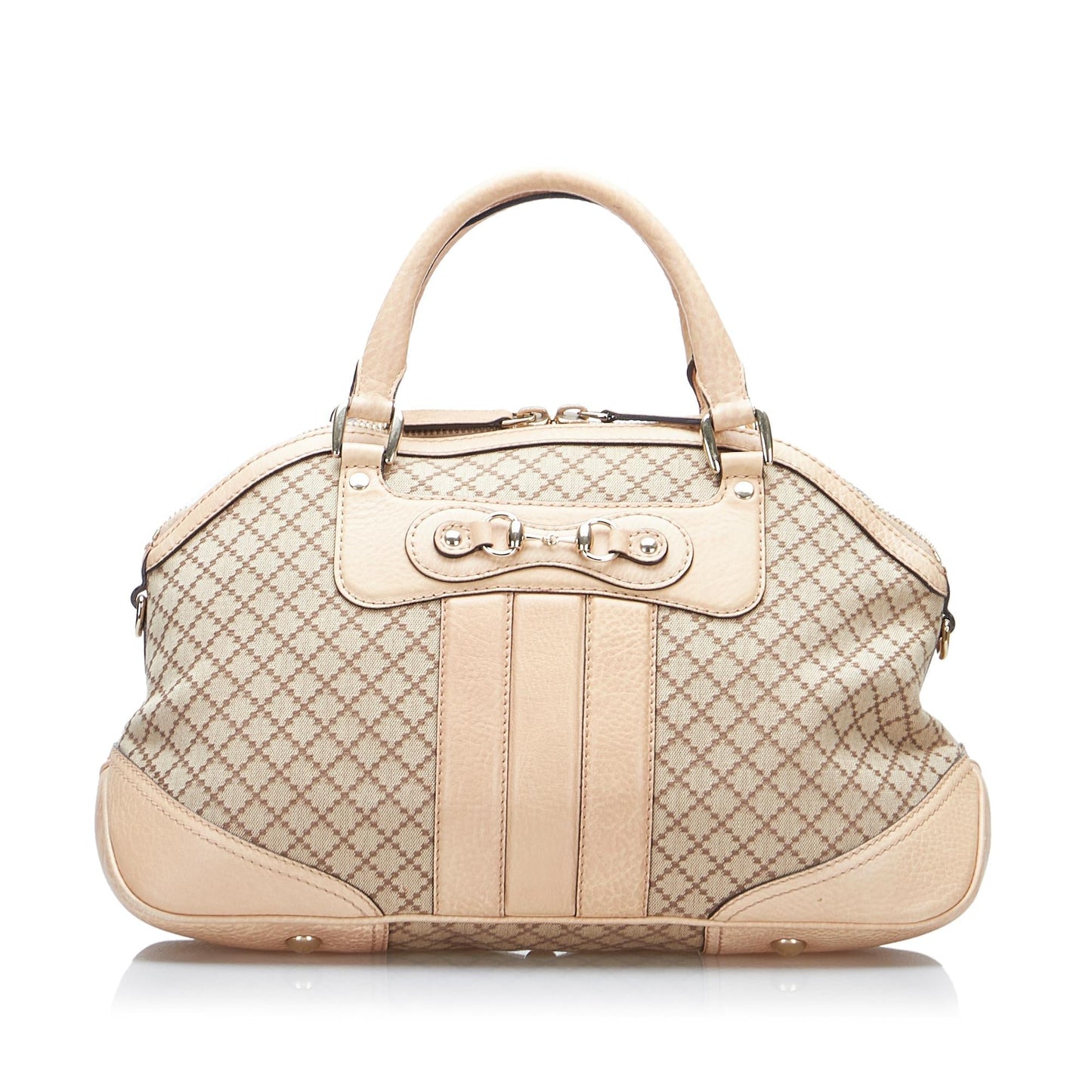 Gucci Diamante Horsebit Catherine SHG-AULKnN Canvas Brown Satchel Bag