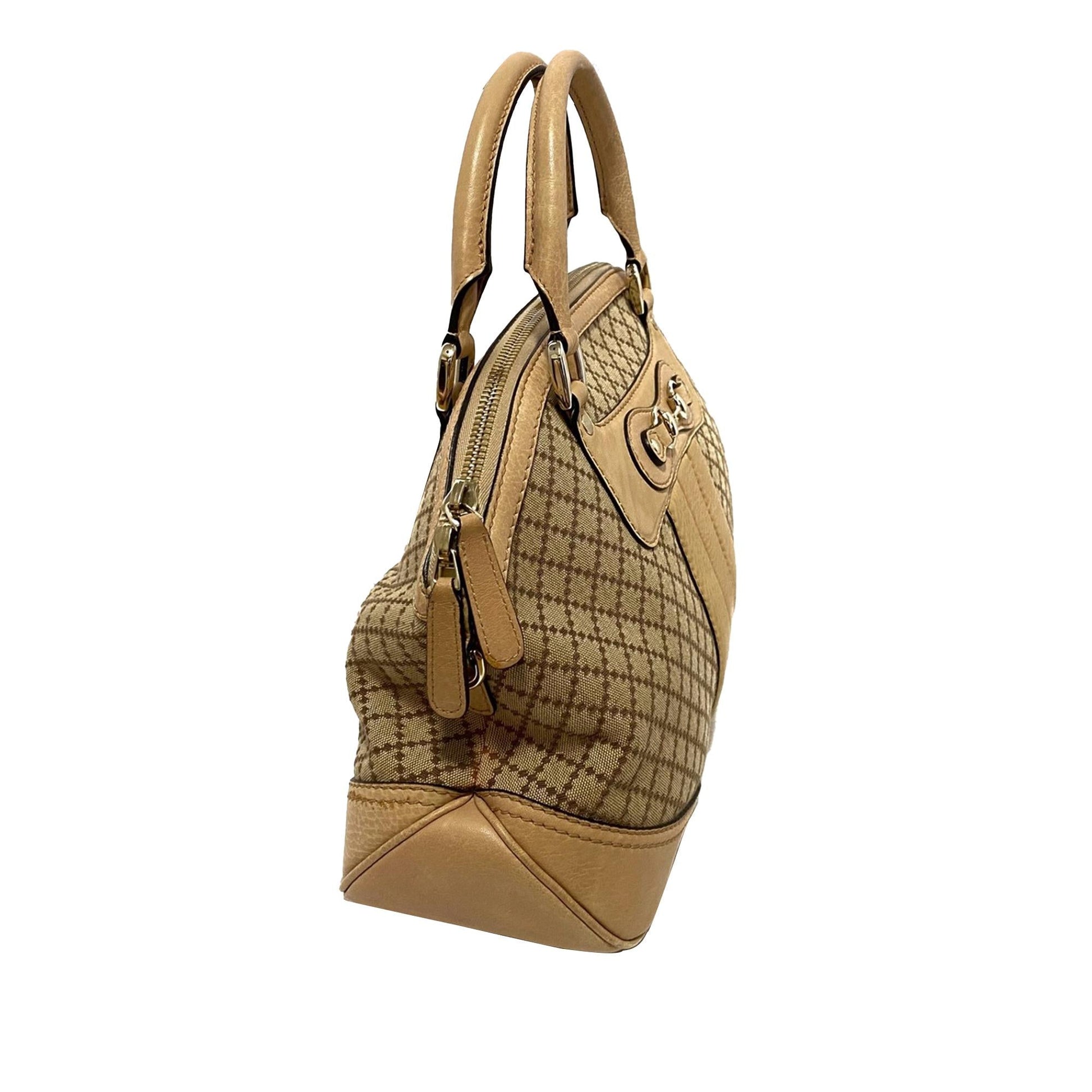 Gucci Diamante Horsebit Catherine SHG-FImtrr Canvas Brown Satchel Bag