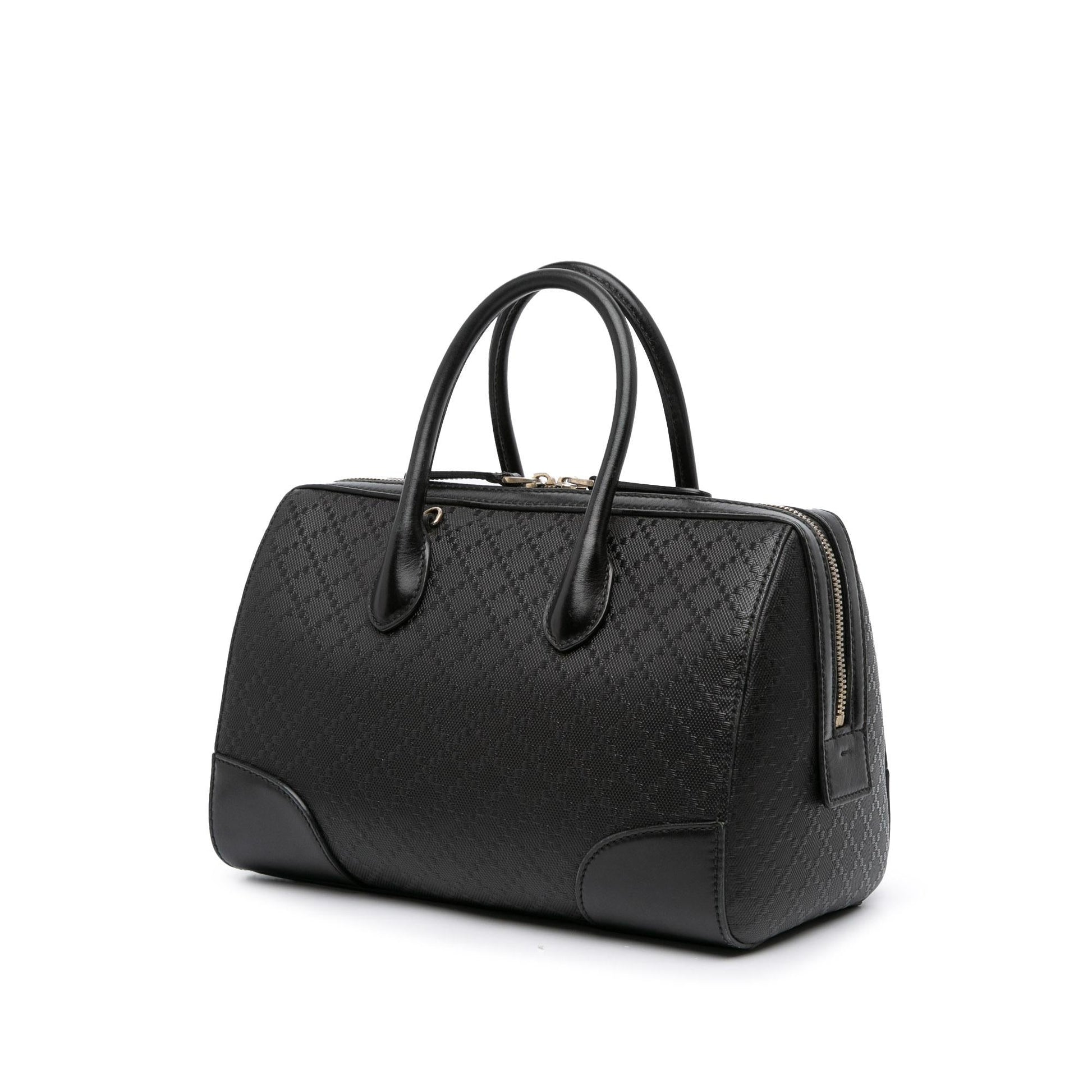 Gucci Diamante Boston Leather Calf Black Satchel Bag