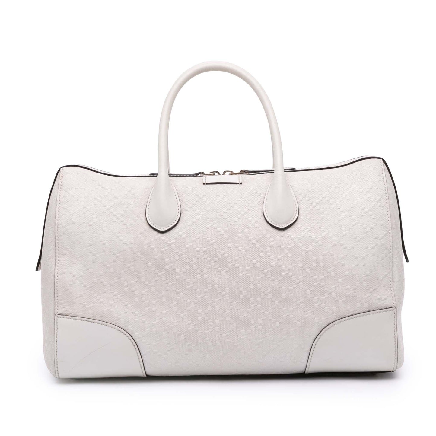 Gucci Diamante Boston Leather Calf White Satchel Bag