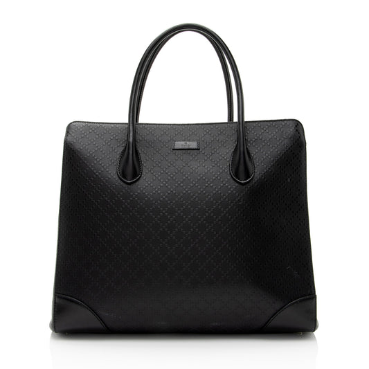 Gucci Diamante Bright SHF-wVVyJu Leather Black Medium Tote Bag