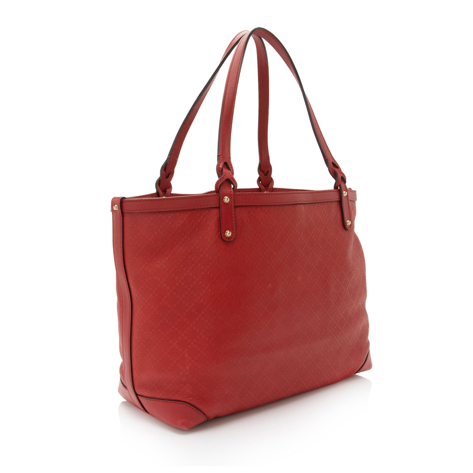 Gucci Diamante Craft SHF-sl89Pi Leather Red Medium Tote Bag