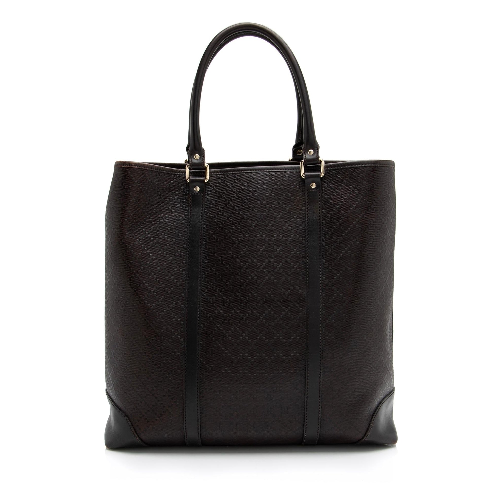 Gucci Diamante Joy N S SHF Leather Canvas Brown Tote Bag
