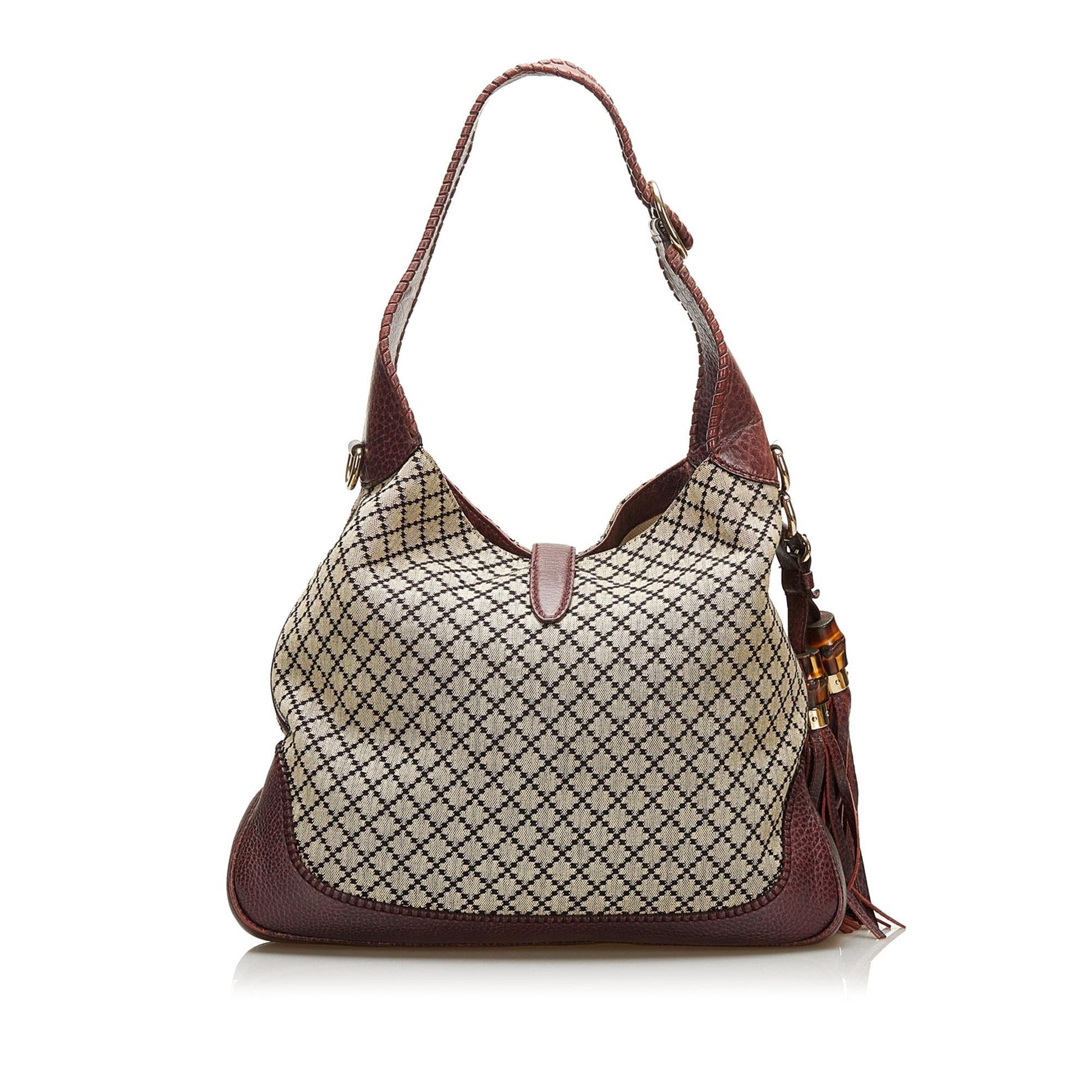 Gucci Diamante New Jackie SHG Canvas Brown Satchel Bag