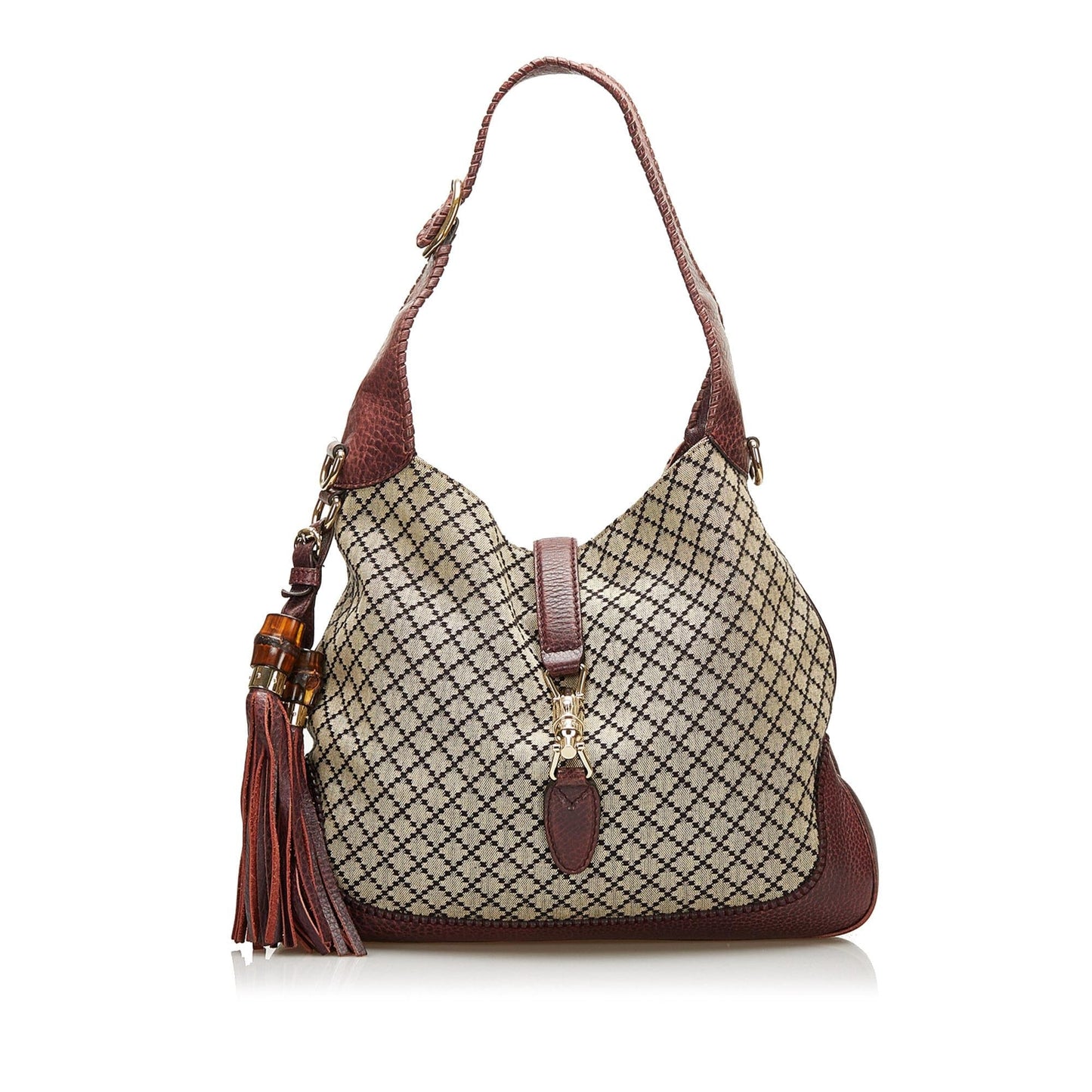 Gucci Diamante New Jackie SHG Canvas Brown Satchel Bag